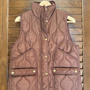 J Crew Signature Puffer Excursion Vest, size small in Roasted Cocoa